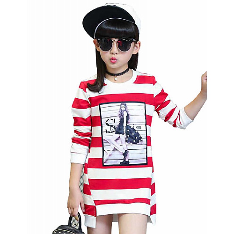 Girl's Casual/Daily Striped Tee,Cotton S...