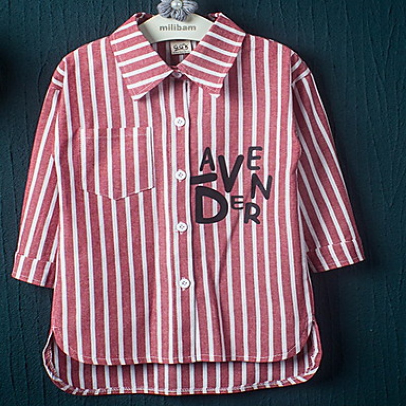 Girl Casual/Daily Striped Shirt,Cotton S...