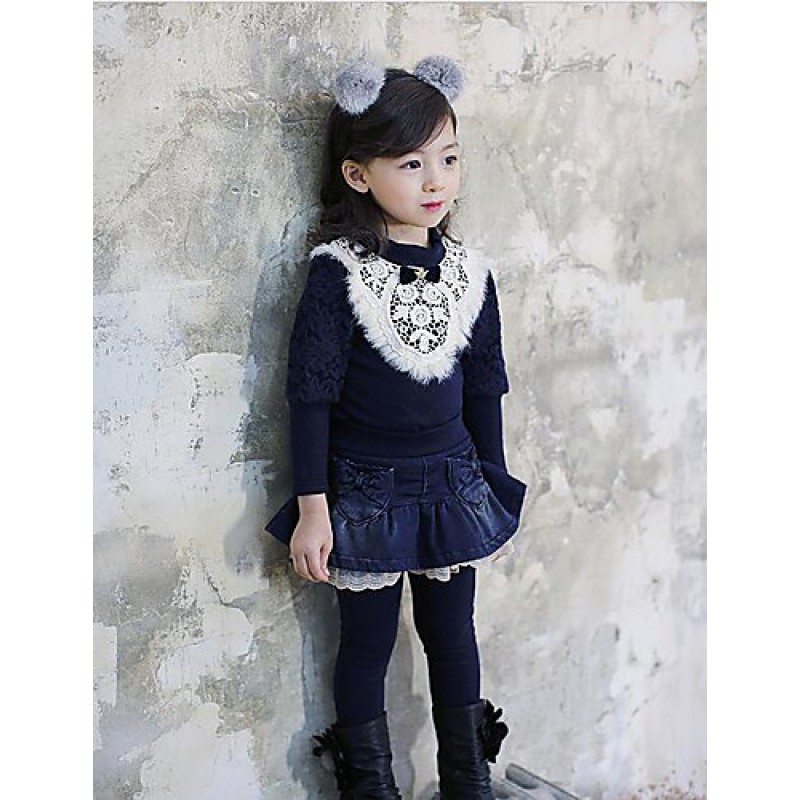 Girl Casual/Daily Solid Blouse,Cotton Winter Long Sleeve  
