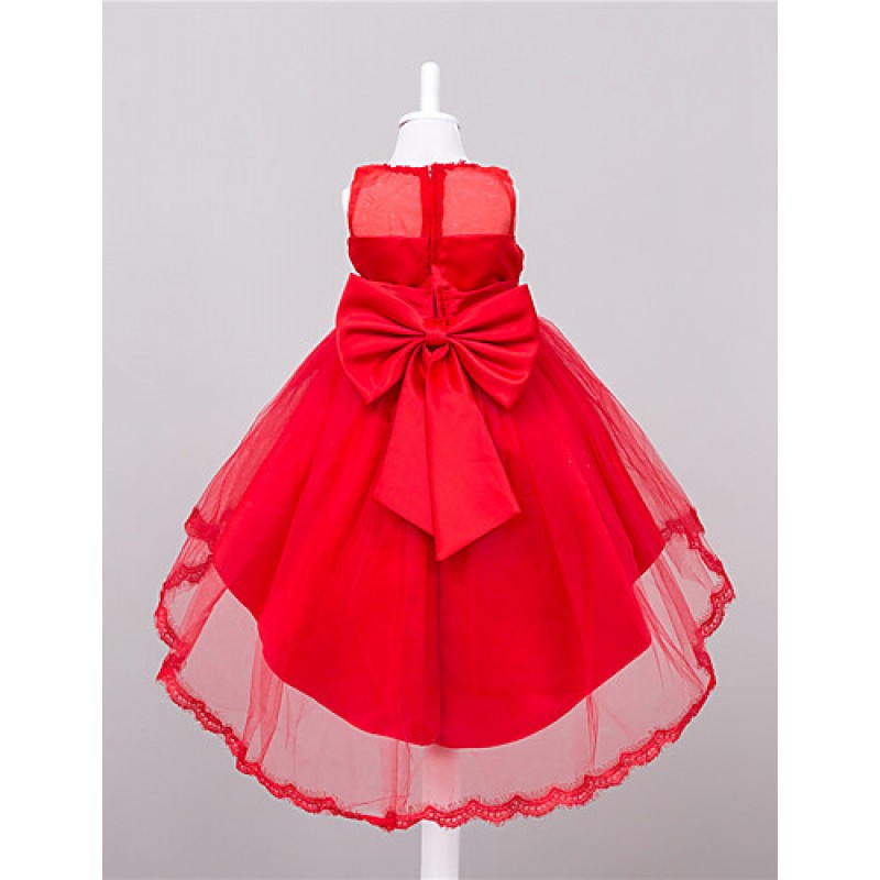 Girl's Party/Cocktail Solid Dress,Polyester Summer Pink / Red / White  