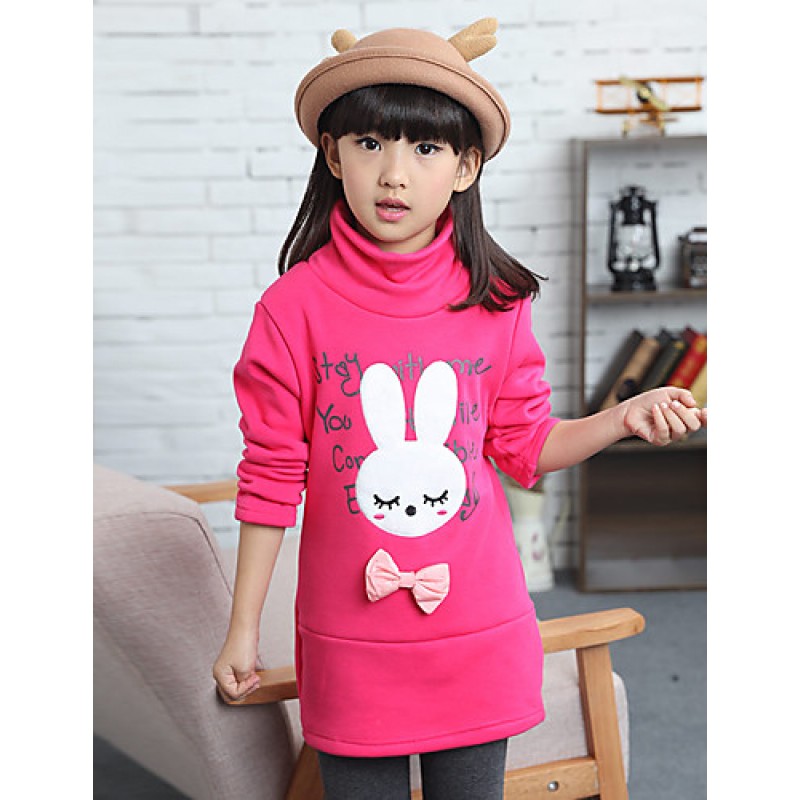 Girl's Wild Cartoon Letter Print Fleece Lined Thickness Hoodie  