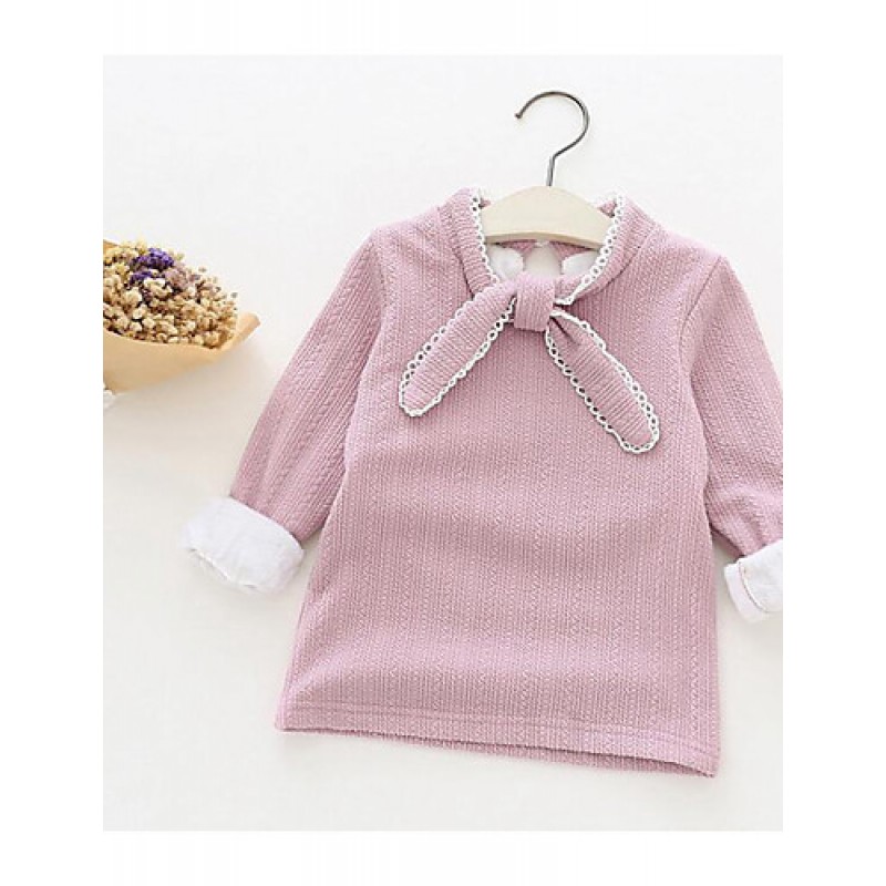 Girl Casual/Daily Solid Tee,Cotton Winter ? Sleeve Regular  