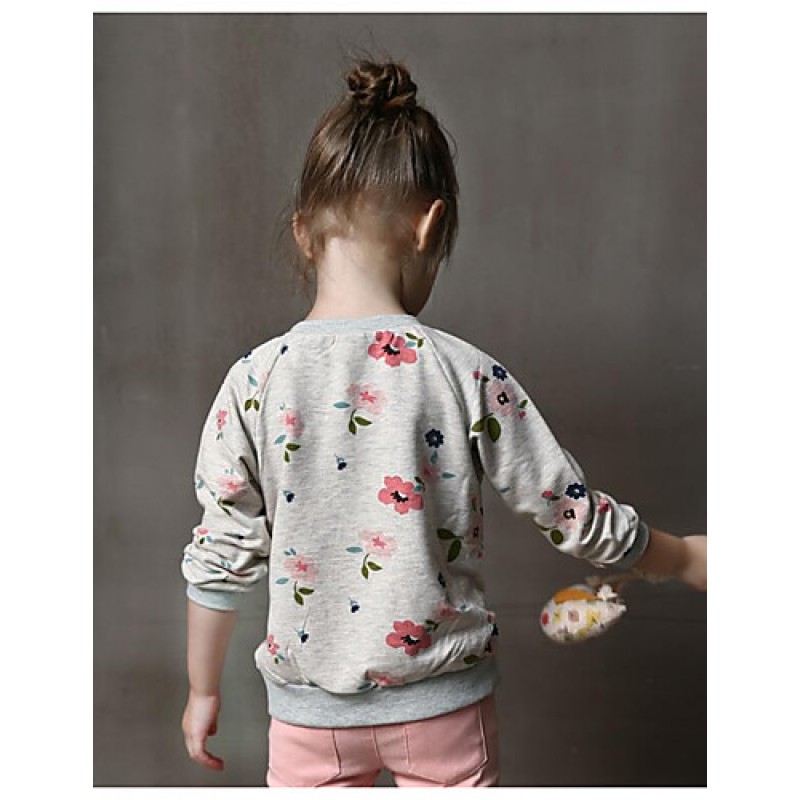 Girl's Casual/Daily Floral Hoodie & SweatshirtCotton Spring / Fall Gray  