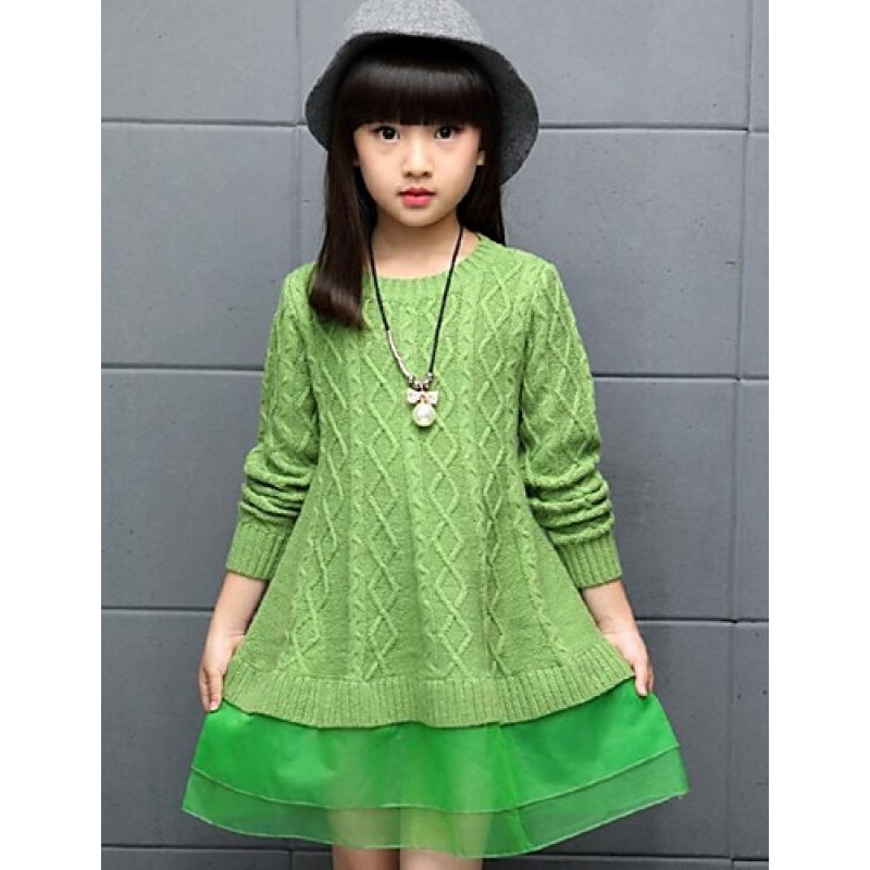 Girl's Casual/Daily Solid Sweater & Cardigan,Cotton Spring / Fall Green / Purple / Red  