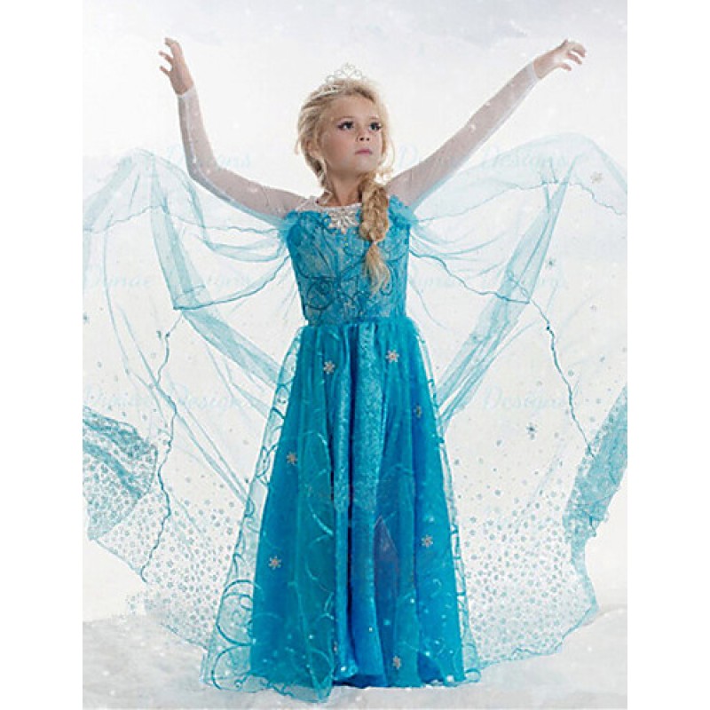 Girl's Blue Dress , Cartoon Acrylic / Cotton / Organza All Seasons  