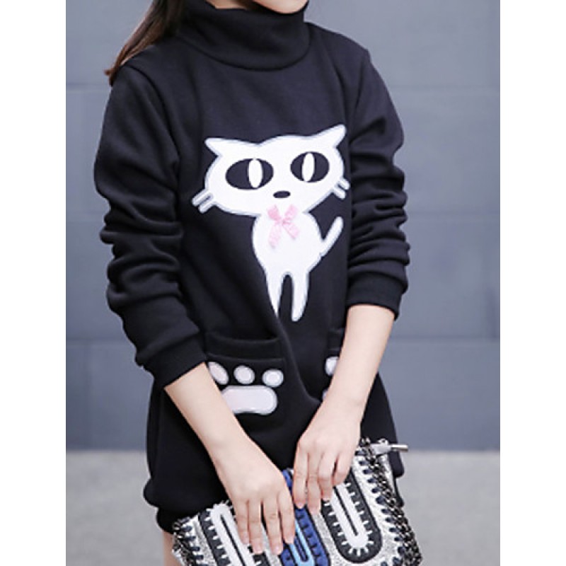 Girl Casual/Daily Solid Hoodie & Sweatshirt,Cotton Winter Long Sleeve Regular  