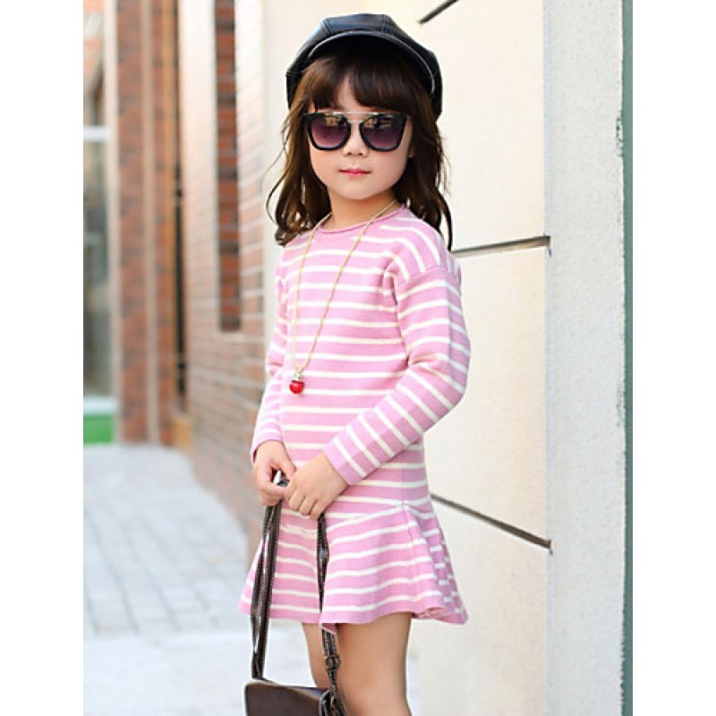 Girl's Casual/Daily Striped Sweater & CardiganWool / Cotton Fall Black / Pink  