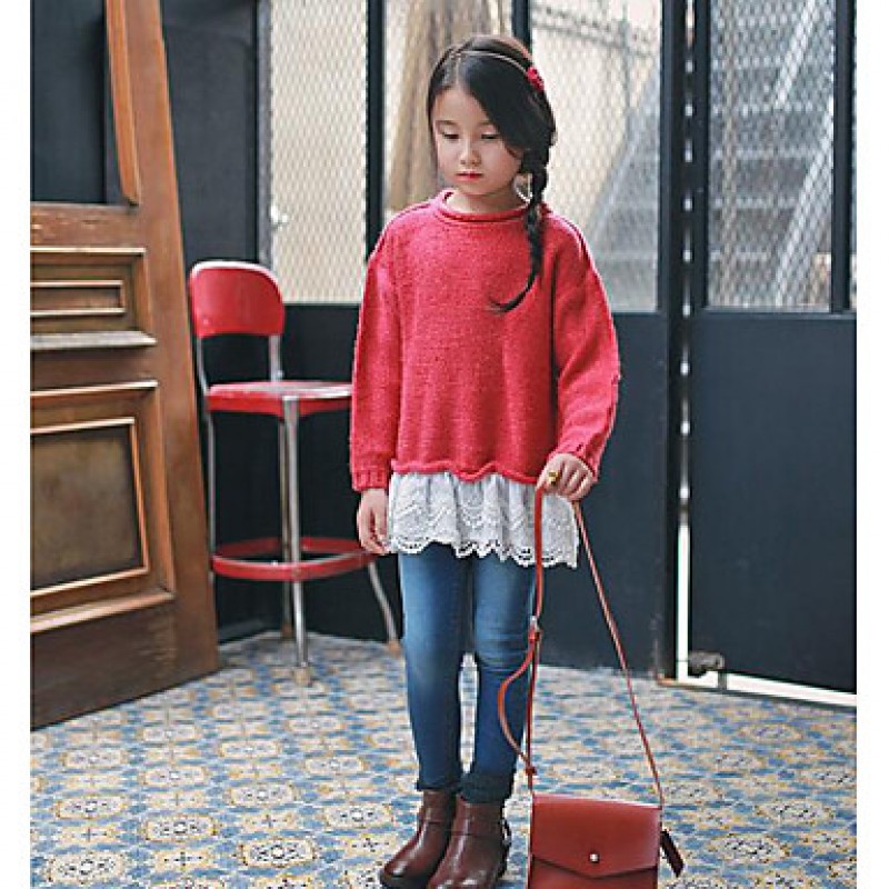 Girl's Casual/Daily Solid Sweater & CardiganAcrylic Spring / Fall Red  