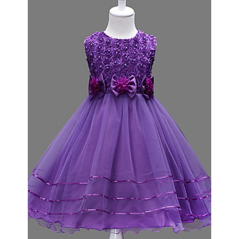 Girl's Summer Opaque Sleeveless Princess/Flower Girl/ Wedding Dress (Cotton Blend)  