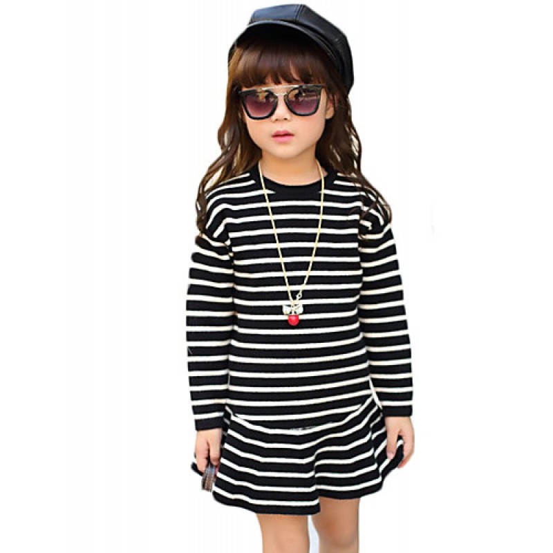 Girl's Casual/Daily Striped Sweater & CardiganWool / Cotton Fall Black / Pink  