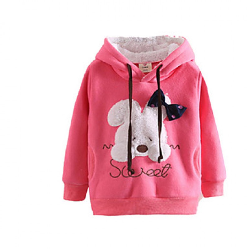 Girl's Pink / Gray Hoodie & Sweatshirt,Cartoon Cotton Winter  