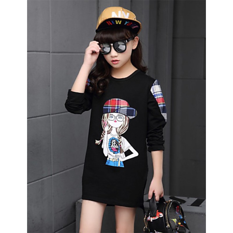 Girl Casual/Daily Solid Tee,Cotton Winter Long Sleeve Regular  