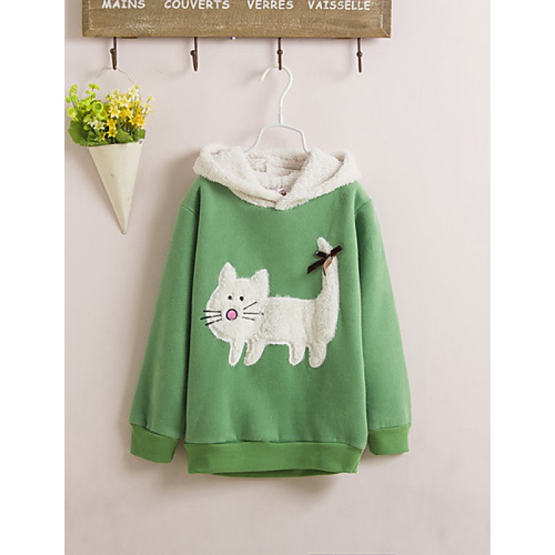 Girl's Casual/Daily Patchwork Hoodie & Sweatshirt,Rayon Winter / Spring / Fall Green / Pink  