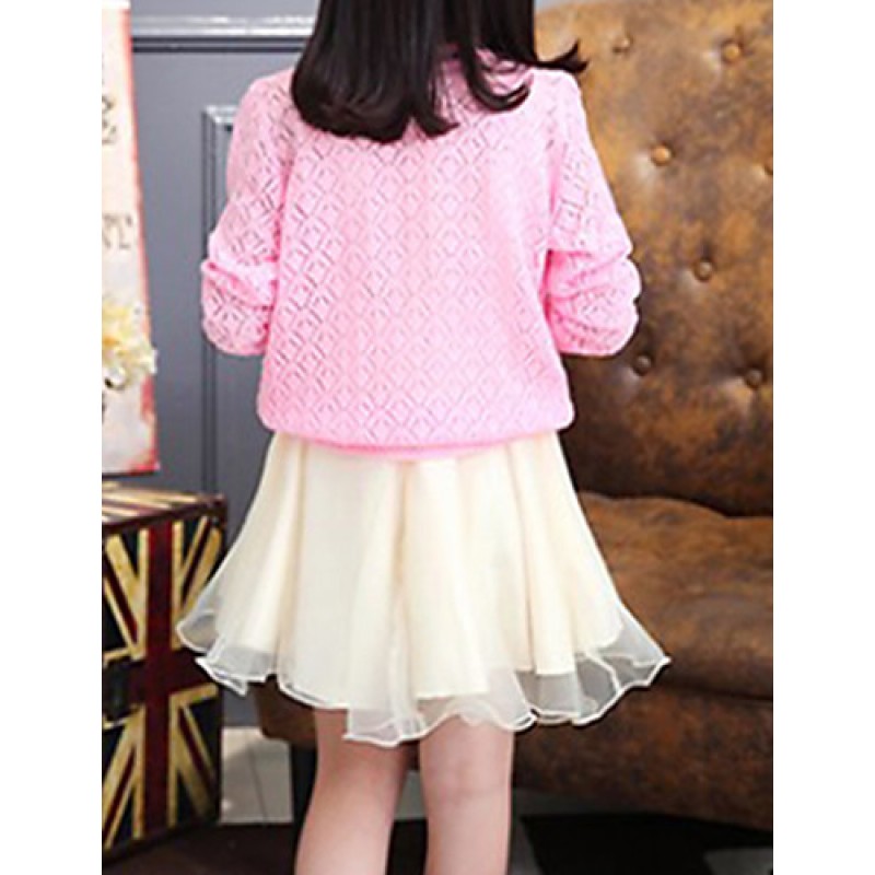 Girl's Casual/Daily Solid Sweater & Cardigan,Wool Spring / Fall Pink / White / Yellow  