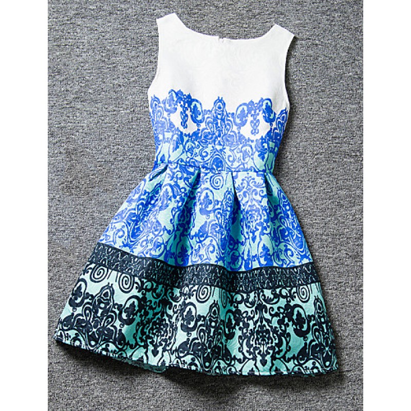Girl's Blue / Red Dress,Floral Polyester...