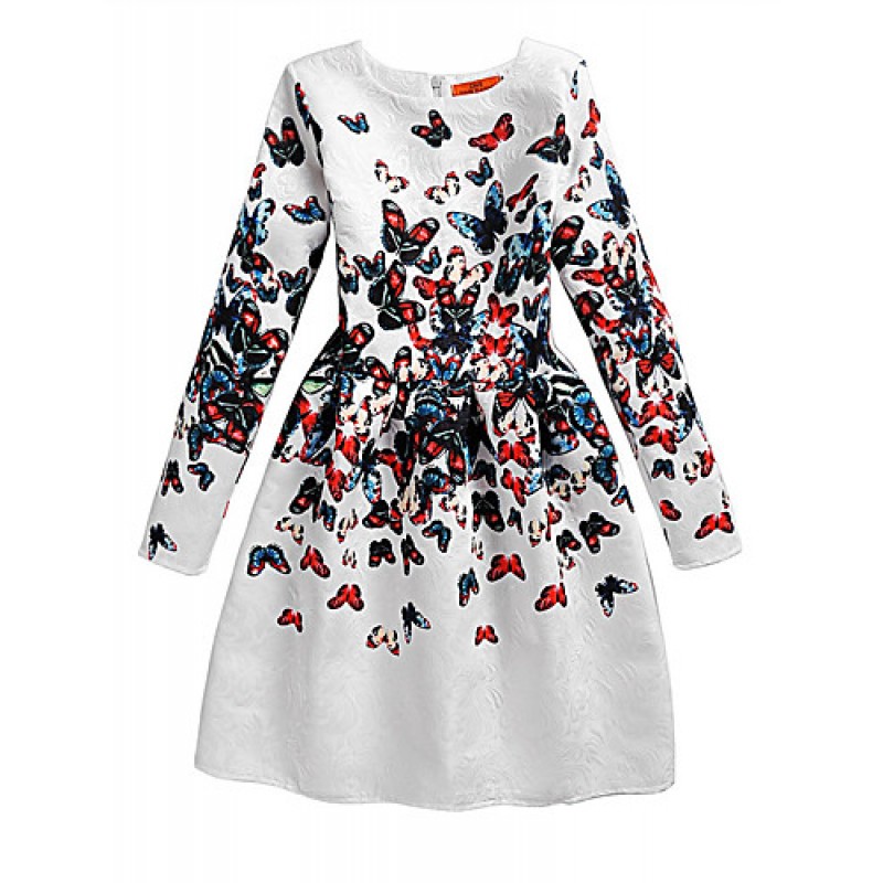Girl's Casual/Daily Print Dress,Polyeste...