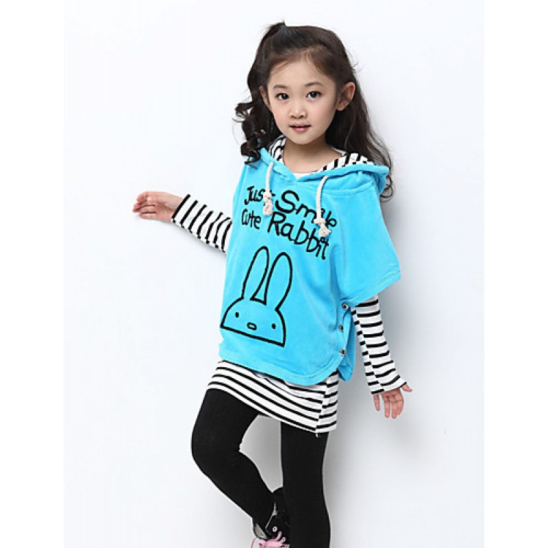 Girl's Cotton Spring/Autumn Stripe Batwing Coat Girls Clothing Sets Three-piece Set  