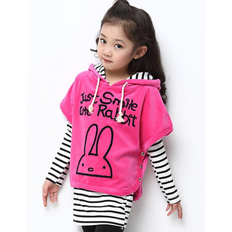 Girl's Cotton Spring/Autumn Stripe Batwing Coat Girls Clothing Sets Three-piece Set  