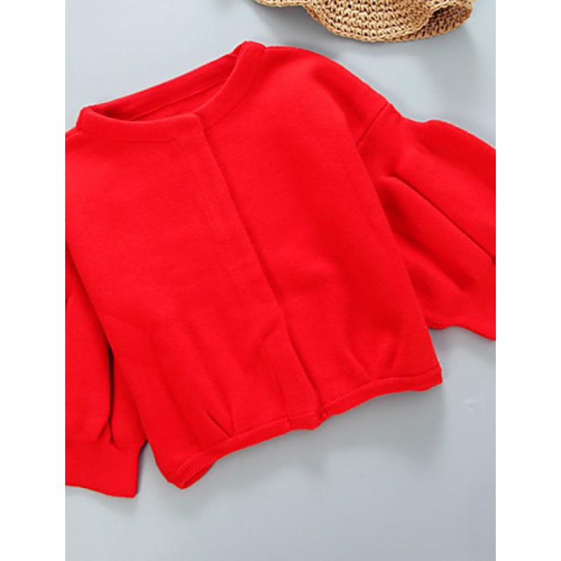 Girl's Casual/Daily Solid Sweater & Cardigan,Wool Spring / Fall Black / Red / White  