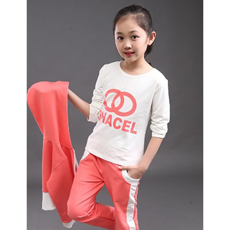 Girl's Cotton Spring/Autumn Tracksuit Fashion Hoodies Sweatshirt Kids Three-piece Set  