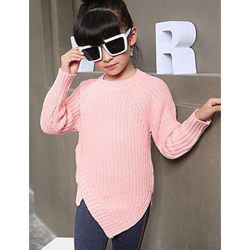 Girl's Solid Sweater & CardiganWool Winter / Spring / Fall Pink / Gray  