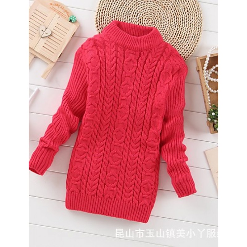 Girl's Casual/Daily Solid Sweater & CardiganWool Winter Black / Pink / Red / White / Yellow  